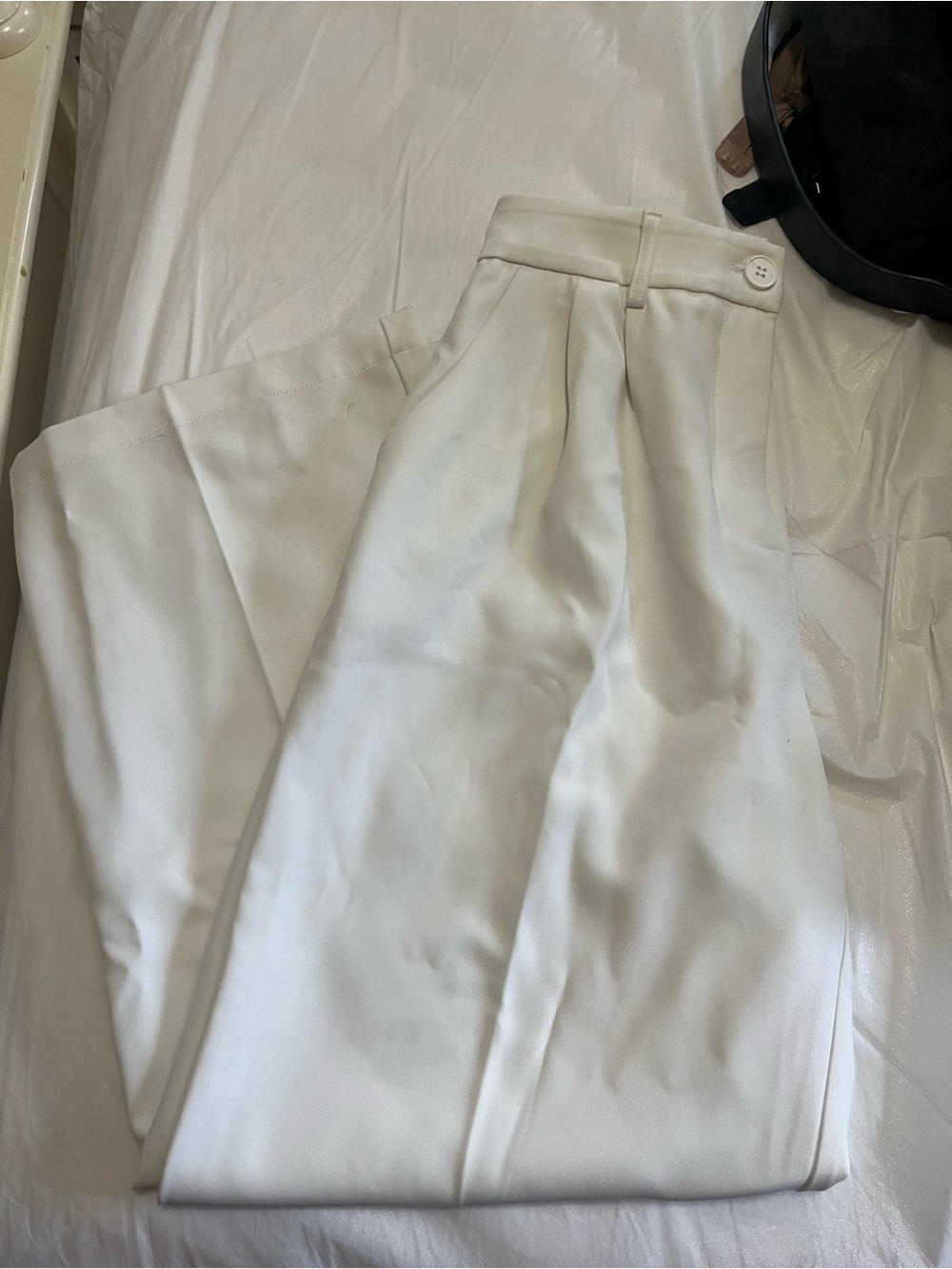 Amazon Women's Wide Leg Pleated Pants in White